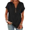 imageANRABESS Womens Short Sleeve Henley Tops V Neck Dressy Casual Blouses Summer Trendy Tee Shirts 2025 Vacation Fashion ClothesBlack