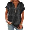 imageANRABESS Womens Short Sleeve Henley Tops V Neck Dressy Casual Blouses Summer Trendy Tee Shirts 2025 Vacation Fashion ClothesWhite Black Strip