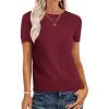 imageANRABESS Womens Short Sleeve Sweaters Wool Blend Crew Neck Sweater Shirts Business Casual Work Tops 2025 Summer OutfitsWine Red