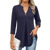 imageANRABESS Womens Tops 34 Length Sleeve Shirts Business Casual Dressy Blouses 2025 Fall Work Tunic Tee TShirts Office OutfitsNavy Blue