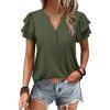 imageANRABESS Womens Tops Dressy Casual Ruffle Short Sleeve V Neck Blouses Summer Button Down Business Work Elegant ShirtsArmy Green