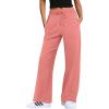 imageANRABESS Womens Wide Leg Pants High Waist Drawstring Sweatpants Joggers with PocketsCoral