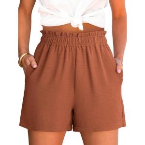 imageANRABESS Shorts for Women Summer Casual Elastic High Waisted Dressy Lounge Shorts Comfy Bottoms 2025 Beach Vacation ClothesCaramel
