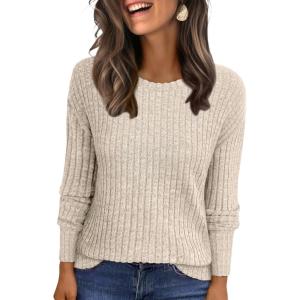 imageANRABESS Women Long Sleeve Shirts Business Casual Tunic Tops Fall Lightweight Sweaters Dressy Blouses 2025 Fashion OutfitsBeige