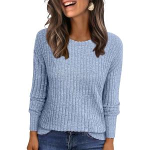 imageANRABESS Women Long Sleeve Shirts Business Casual Tunic Tops Fall Lightweight Sweaters Dressy Blouses 2025 Fashion OutfitsBlue