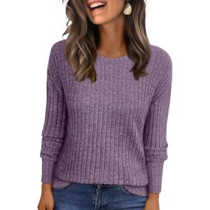 imageANRABESS Women Long Sleeve Shirts Business Casual Tunic Tops Fall Lightweight Sweaters Dressy Blouses 2025 Fashion OutfitsDark Purple
