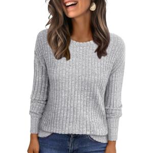 imageANRABESS Women Long Sleeve Shirts Business Casual Tunic Tops Fall Lightweight Sweaters Dressy Blouses 2025 Fashion OutfitsGrey