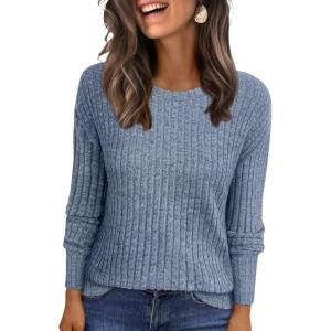 imageANRABESS Women Long Sleeve Shirts Business Casual Tunic Tops Fall Lightweight Sweaters Dressy Blouses 2025 Fashion OutfitsGrey Blue