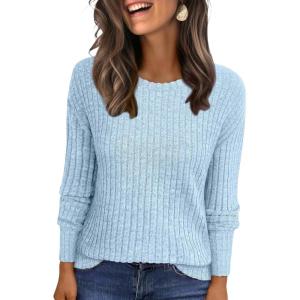 imageANRABESS Women Long Sleeve Shirts Business Casual Tunic Tops Fall Lightweight Sweaters Dressy Blouses 2025 Fashion OutfitsLight Blue