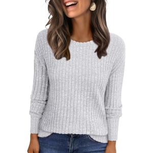 imageANRABESS Women Long Sleeve Shirts Business Casual Tunic Tops Fall Lightweight Sweaters Dressy Blouses 2025 Fashion OutfitsLight Grey