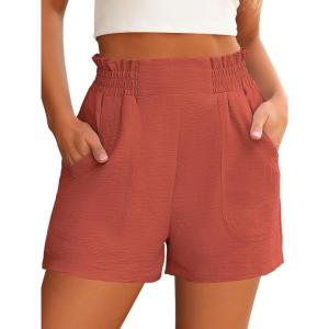 imageANRABESS Women Summer Casual Shorts Elastic High Waisted Wide Leg Cute Dressy Beach Shorts 2025 Fashion Vacation OutfitsCoral