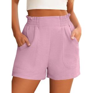 imageANRABESS Women Summer Casual Shorts Elastic High Waisted Wide Leg Cute Dressy Beach Shorts 2025 Fashion Vacation OutfitsDusky Pink