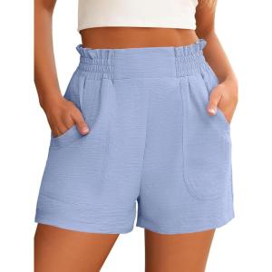 imageANRABESS Women Summer Casual Shorts Elastic High Waisted Wide Leg Cute Dressy Beach Shorts 2025 Fashion Vacation OutfitsLight Blue