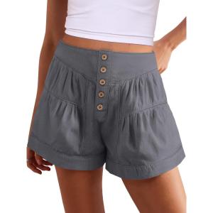imageANRABESS Womens Denim Shorts Summer Baggy High Waisted Flowy Wide Leg Buttons Pleated Casual Jean Shorts 2025 Fashion SkortsLight Grey