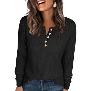 imageANRABESS Womens Long Sleeve Henley Shirts Button Down Tunic Tops Fall Lightweight Sweaters Business Casual Blouses 2025Black