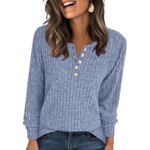 imageANRABESS Womens Long Sleeve Henley Shirts Button Down Tunic Tops Fall Lightweight Sweaters Business Casual Blouses 2025Blue