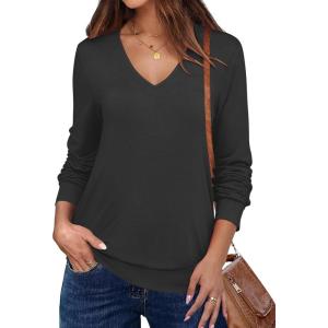 imageANRABESS Womens Long Sleeve Shirts Casual Loose V Neck Basic Tees Tops 2025 Fall TShirt OutfitsBlack
