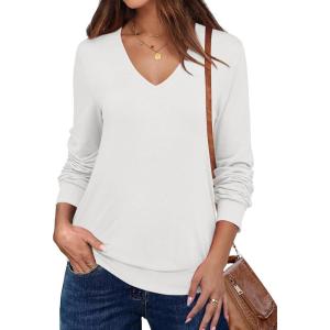 imageANRABESS Womens Long Sleeve Shirts Casual Loose V Neck Basic Tees Tops 2025 Fall TShirt OutfitsWhite