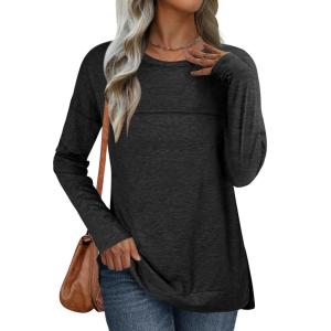 imageANRABESS Womens Long Sleeve T Shirts Split Side Tunic Tops 2025 Fall OutfitsBlack