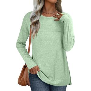 imageANRABESS Womens Long Sleeve T Shirts Split Side Tunic Tops 2025 Fall OutfitsLight Green