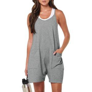 imageANRABESS Womens Rompers Summer Casual Loose Sleeveless Overalls Spaghetti Strap Shorts Jumpsuit 2025 Beach Vacation OutfitsDeep Grey