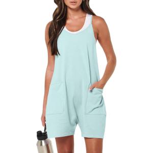 imageANRABESS Womens Rompers Summer Casual Loose Sleeveless Overalls Spaghetti Strap Shorts Jumpsuit 2025 Beach Vacation OutfitsMint Green