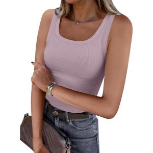 imageANRABESS Womens Sleeveless Scoop Neck Tank Top Ribbed Fitted Summer Basic Slim Cute Tops 2025Light Pink