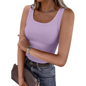 imageANRABESS Womens Sleeveless Scoop Neck Tank Top Ribbed Fitted Summer Basic Slim Cute Tops 2025Light Purple