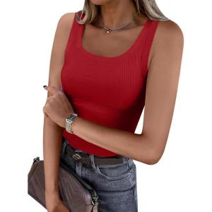 imageANRABESS Womens Sleeveless Scoop Neck Tank Top Ribbed Fitted Summer Basic Slim Cute Tops 2025Red
