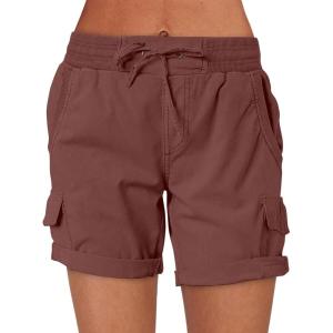 imageANRABESS Womens Summer Shorts 2025 Dressy Casual Hiking Cargo Shorts Trendy Outdoor Outfits 6 PocketsBrown Red