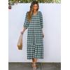 imageANRABESS Boho Maxi Dresses for Women Summer Puff Sleeve V Neck Flowy Long Casual Dress with Pockets 2025 Vacation OutfitsFloral Dark Green