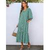 imageANRABESS Boho Maxi Dresses for Women Summer Puff Sleeve V Neck Flowy Long Casual Dress with Pockets 2025 Vacation OutfitsFloral Green