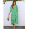 imageANRABESS Boho Maxi Dresses for Women Summer Puff Sleeve V Neck Flowy Long Casual Dress with Pockets 2025 Vacation OutfitsFloral Light Green