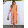 imageANRABESS Boho Maxi Dresses for Women Summer Puff Sleeve V Neck Flowy Long Casual Dress with Pockets 2025 Vacation OutfitsFloral Purple Yellow