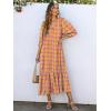 imageANRABESS Boho Maxi Dresses for Women Summer Puff Sleeve V Neck Flowy Long Casual Dress with Pockets 2025 Vacation OutfitsFloral Purple Yellow