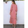 imageANRABESS Boho Maxi Dresses for Women Summer Puff Sleeve V Neck Flowy Long Casual Dress with Pockets 2025 Vacation OutfitsFloral Red