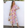imageANRABESS Boho Maxi Dresses for Women Summer Puff Sleeve V Neck Flowy Long Casual Dress with Pockets 2025 Vacation OutfitsFloral Yellow Pink
