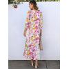 imageANRABESS Boho Maxi Dresses for Women Summer Puff Sleeve V Neck Flowy Long Casual Dress with Pockets 2025 Vacation OutfitsFloral Yellow Pink