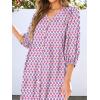 imageANRABESS Boho Maxi Dresses for Women Summer Puff Sleeve V Neck Flowy Long Casual Dress with Pockets 2025 Vacation OutfitsLeaves Hot Pink