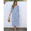 imageANRABESS Boho Maxi Dresses for Women Summer Puff Sleeve V Neck Flowy Long Casual Dress with Pockets 2025 Vacation OutfitsStriped Blue
