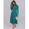 imageANRABESS Long Sleeve Midi Dresses for Women 2025 Fall Fashion Casual Rib Knit Patchwork Tight Top Modest Flowy Dress PocketLake Green
