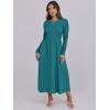 imageANRABESS Long Sleeve Midi Dresses for Women 2025 Fall Fashion Casual Rib Knit Patchwork Tight Top Modest Flowy Dress PocketLake Green