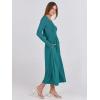 imageANRABESS Long Sleeve Midi Dresses for Women 2025 Fall Fashion Casual Rib Knit Patchwork Tight Top Modest Flowy Dress PocketLake Green