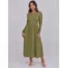 imageANRABESS Long Sleeve Midi Dresses for Women 2025 Fall Fashion Casual Rib Knit Patchwork Tight Top Modest Flowy Dress PocketOlive Green