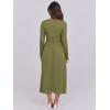 imageANRABESS Long Sleeve Midi Dresses for Women 2025 Fall Fashion Casual Rib Knit Patchwork Tight Top Modest Flowy Dress PocketOlive Green