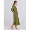 imageANRABESS Long Sleeve Midi Dresses for Women 2025 Fall Fashion Casual Rib Knit Patchwork Tight Top Modest Flowy Dress PocketOlive Green