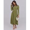 imageANRABESS Long Sleeve Midi Dresses for Women 2025 Fall Fashion Casual Rib Knit Patchwork Tight Top Modest Flowy Dress PocketOlive Green