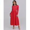 imageANRABESS Long Sleeve Midi Dresses for Women 2025 Fall Fashion Casual Rib Knit Patchwork Tight Top Modest Flowy Dress PocketRed