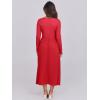 imageANRABESS Long Sleeve Midi Dresses for Women 2025 Fall Fashion Casual Rib Knit Patchwork Tight Top Modest Flowy Dress PocketRed