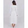 imageANRABESS Long Sleeve Midi Dresses for Women 2025 Fall Fashion Casual Rib Knit Patchwork Tight Top Modest Flowy Dress PocketWhite
